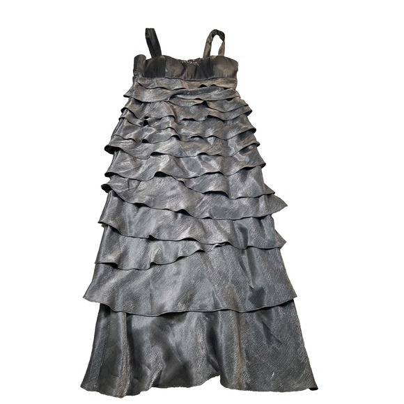 Ignite Evenings By Carol Lin Size 16 Gray Ruffles Layers Vintage Jacket - Picture 3 of 16